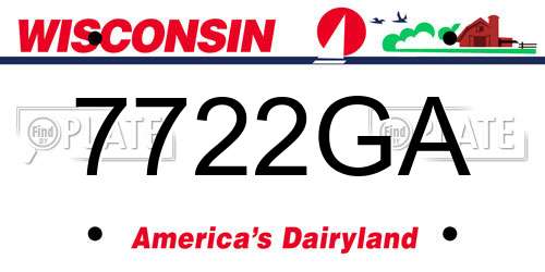 7722GA Wisconsin License Plate