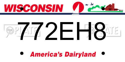 772EH8 Wisconsin License Plate