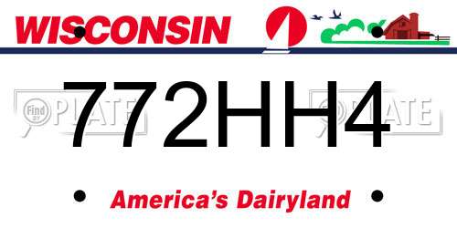 772HH4 Wisconsin License Plate