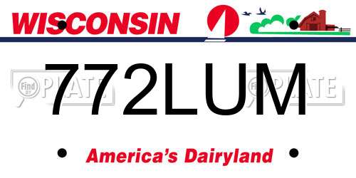 772LUM Wisconsin License Plate