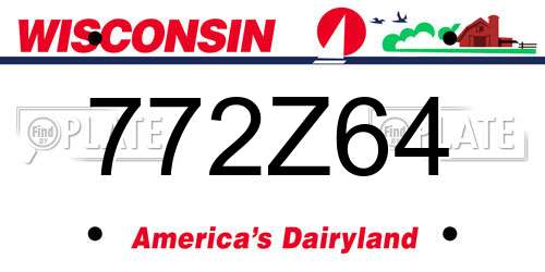 772Z64 Wisconsin License Plate