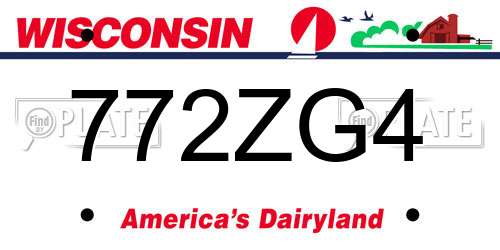 772ZG4 Wisconsin License Plate