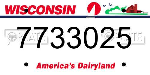 7733025 Wisconsin License Plate