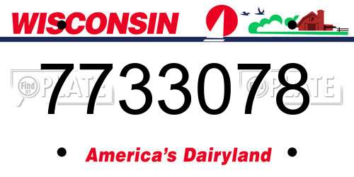 7733078 Wisconsin License Plate