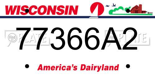 77366A2 Wisconsin License Plate