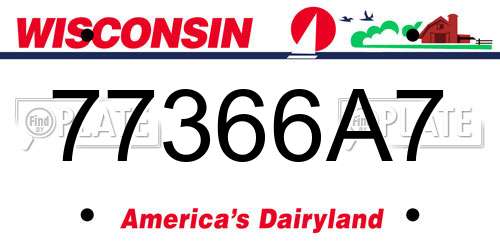 77366A7 Wisconsin License Plate