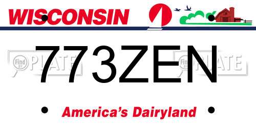 773ZEN Wisconsin License Plate