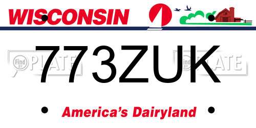 773ZUK Wisconsin License Plate