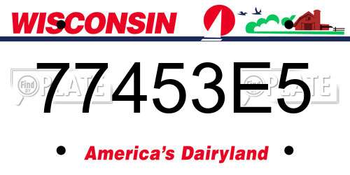 77453E5 Wisconsin License Plate