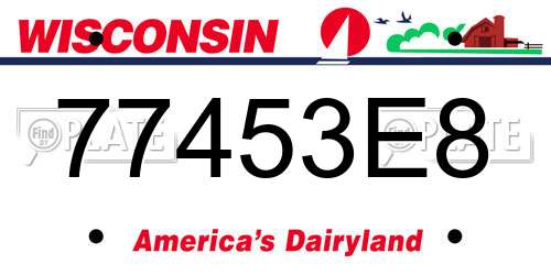 77453E8 Wisconsin License Plate