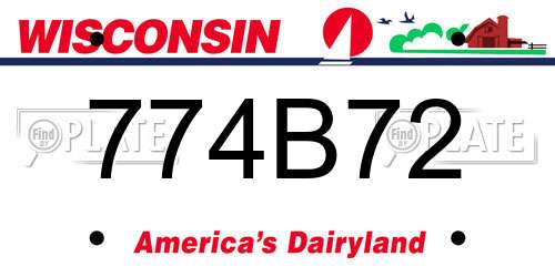 774B72 Wisconsin License Plate