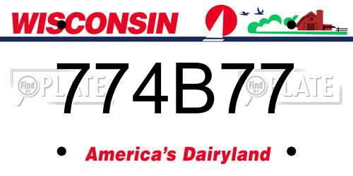 774B77 Wisconsin License Plate