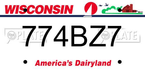 774BZ7 Wisconsin License Plate