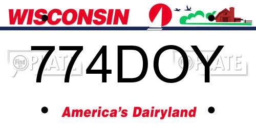 774DOY Wisconsin License Plate