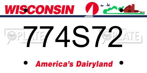 774S72 Wisconsin License Plate