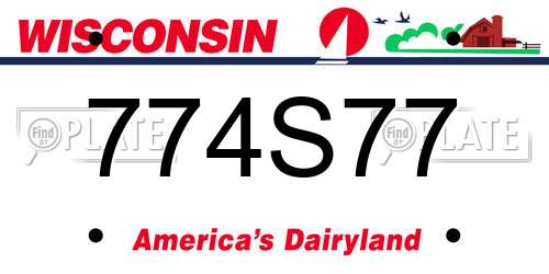 774S77 Wisconsin License Plate