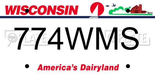 774WMS Wisconsin License Plate