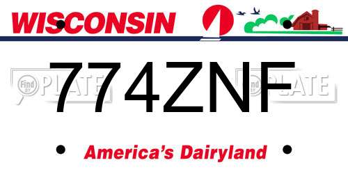 774ZNF Wisconsin License Plate