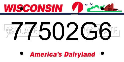 77502G6 Wisconsin License Plate