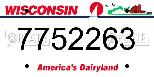 7752263 Wisconsin License Plate