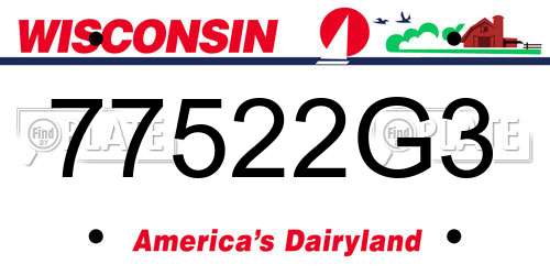 77522G3 Wisconsin License Plate