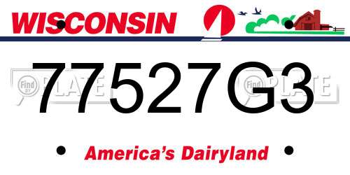 77527G3 Wisconsin License Plate