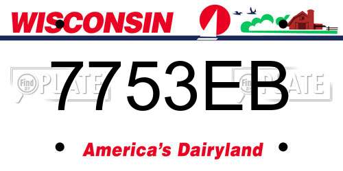 7753EB Wisconsin License Plate