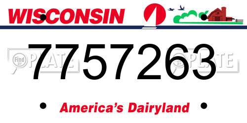 7757263 Wisconsin License Plate