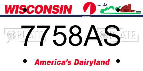 7758AS Wisconsin License Plate