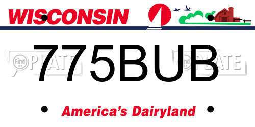 775BUB Wisconsin License Plate