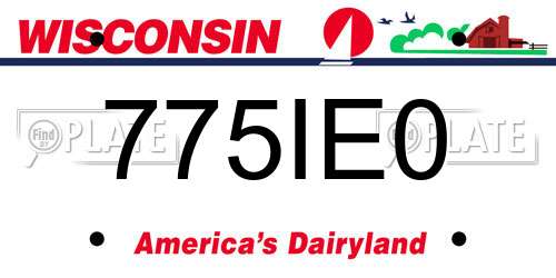 775IE0 Wisconsin License Plate