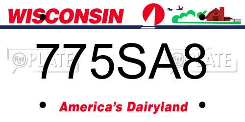 775SA8 Wisconsin License Plate
