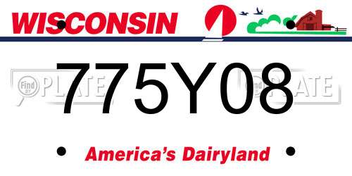 775Y08 Wisconsin License Plate