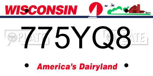 775YQ8 Wisconsin License Plate