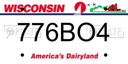 776BO4 Wisconsin License Plate