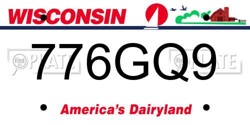 776GQ9 Wisconsin License Plate