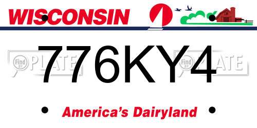 776KY4 Wisconsin License Plate