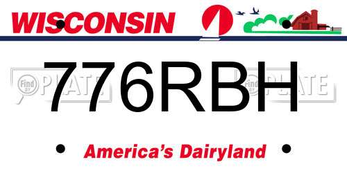 776RBH Wisconsin License Plate