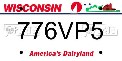 776VP5 Wisconsin License Plate
