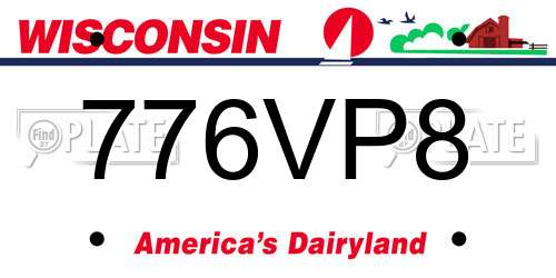 776VP8 Wisconsin License Plate