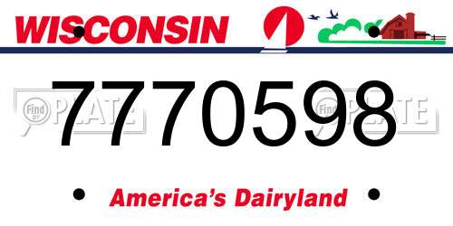 7770598 Wisconsin License Plate