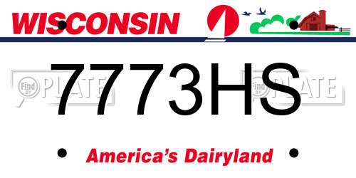 7773HS Wisconsin License Plate