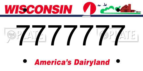 7777777 Wisconsin License Plate