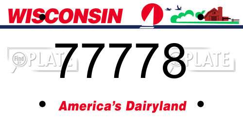 77778 Wisconsin License Plate