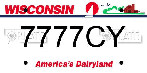 7777CY Wisconsin License Plate