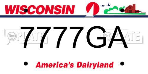 7777GA Wisconsin License Plate