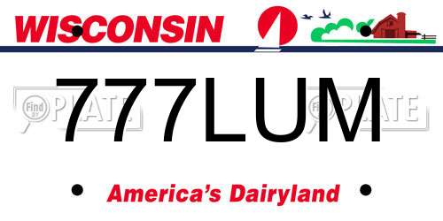 777LUM Wisconsin License Plate