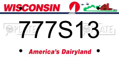 777S13 Wisconsin License Plate