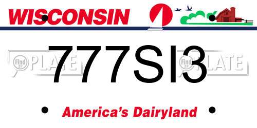 777SI3 Wisconsin License Plate