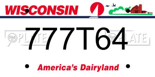 777T64 Wisconsin License Plate